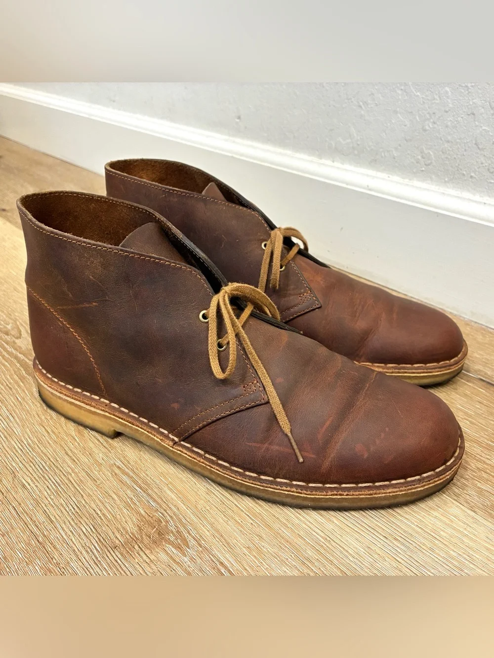Clarks Originals Desert Chukka Boots Beeswax Brown Leather Men’s US 11 UK 10.5